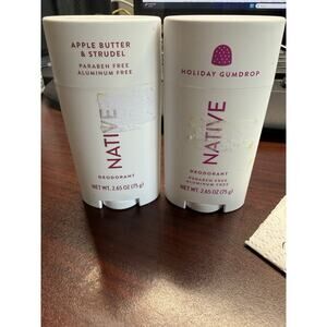 NEW 2 Pack Native Deodorant Apple Butter & Strudel & Holiday Gumdrop 2.65oz/ea